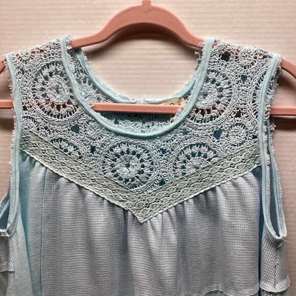 #220-POL SLEEVELESS TOP CROCHET ACCENTS SUPER CUTE! NIP NEW ARRIVAL! - Picture 5 of 12